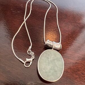 HN sterling silver jade pendant and chain Necklace